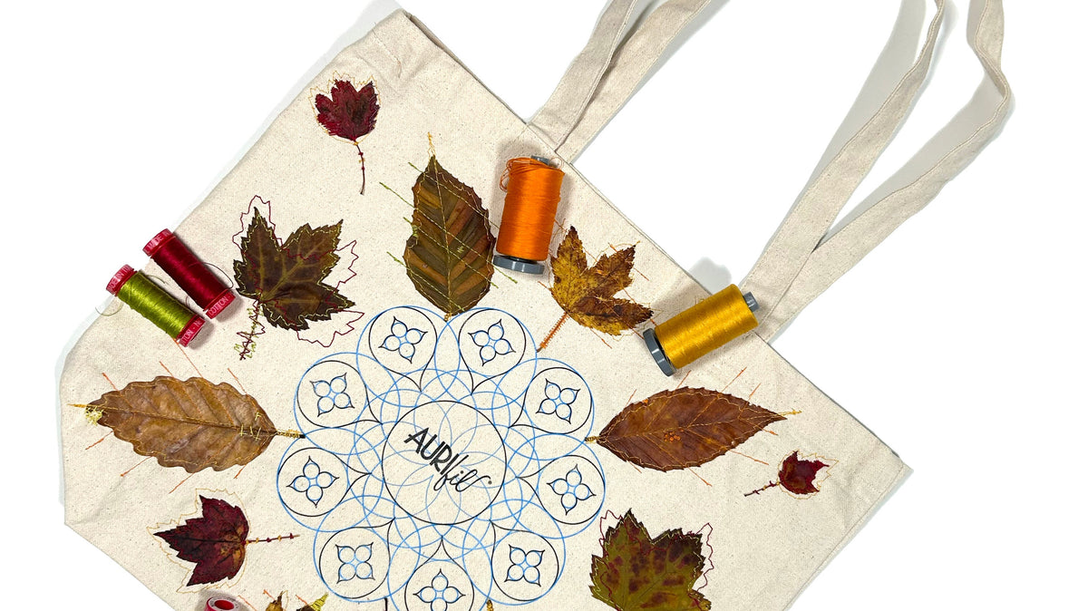 Holding on to Fall: Aurifil Artisan October Challenge, Tote Bag Embellishment