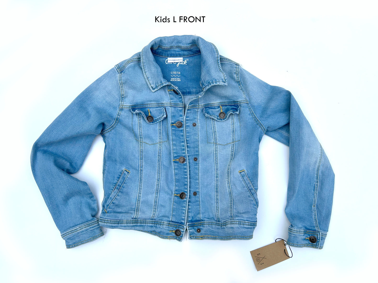 kids machine embroidered jean jackets: rainbow