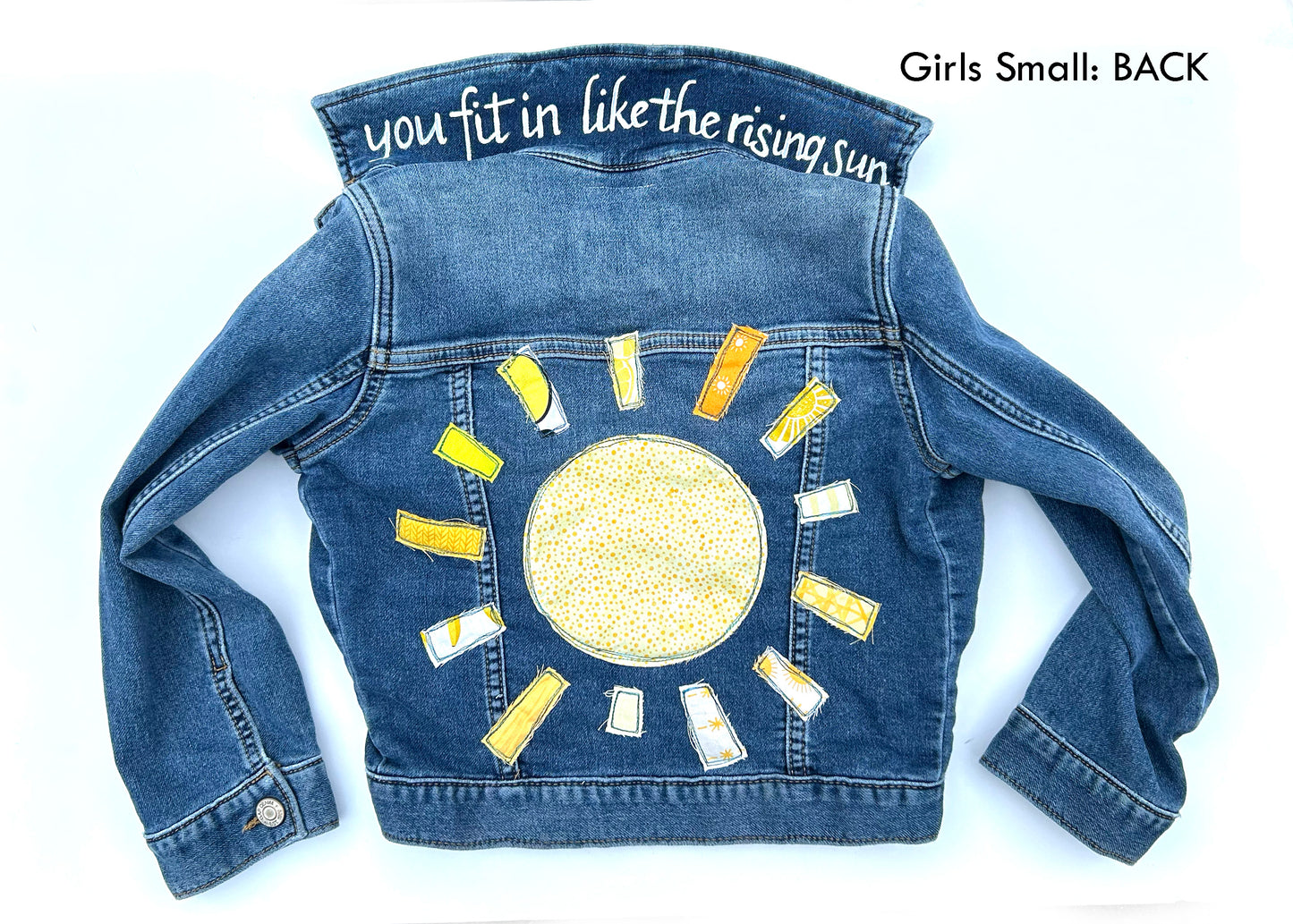 kids machine embroidered jean jackets: sunshine