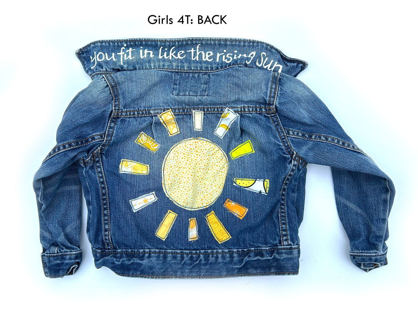 kids machine embroidered jean jackets: sunshine