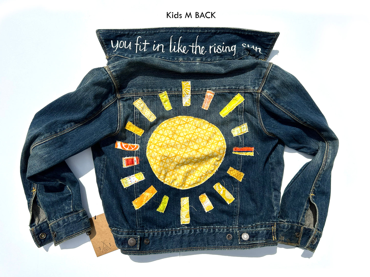 kids machine embroidered jean jackets: sunshine