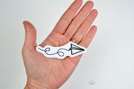 paper airplane iron-on patch