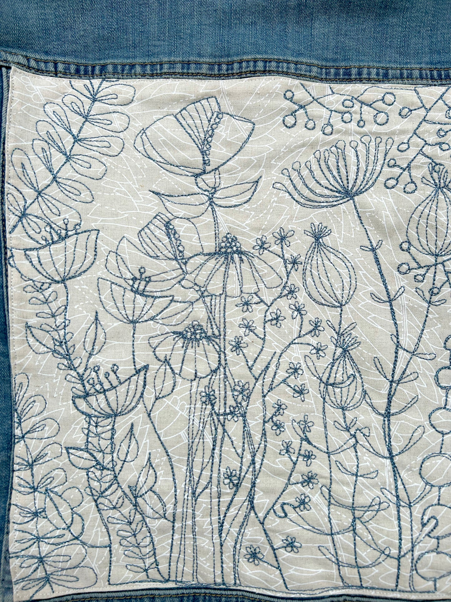 women's upcycled thread painted jacket: you belong among the wildflowers