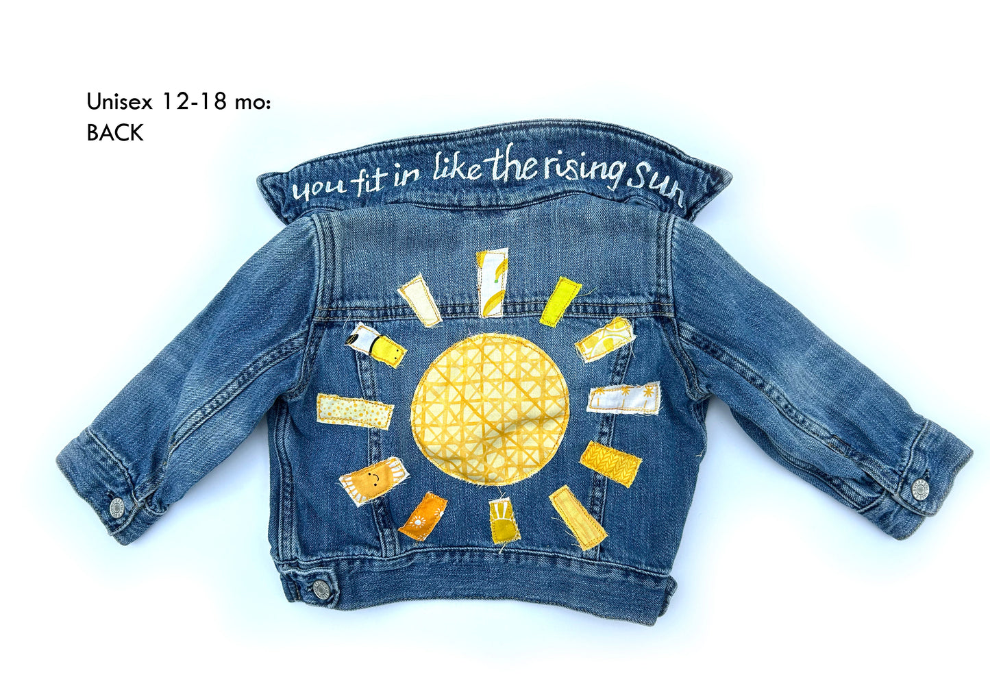 kids machine embroidered jean jackets: sunshine