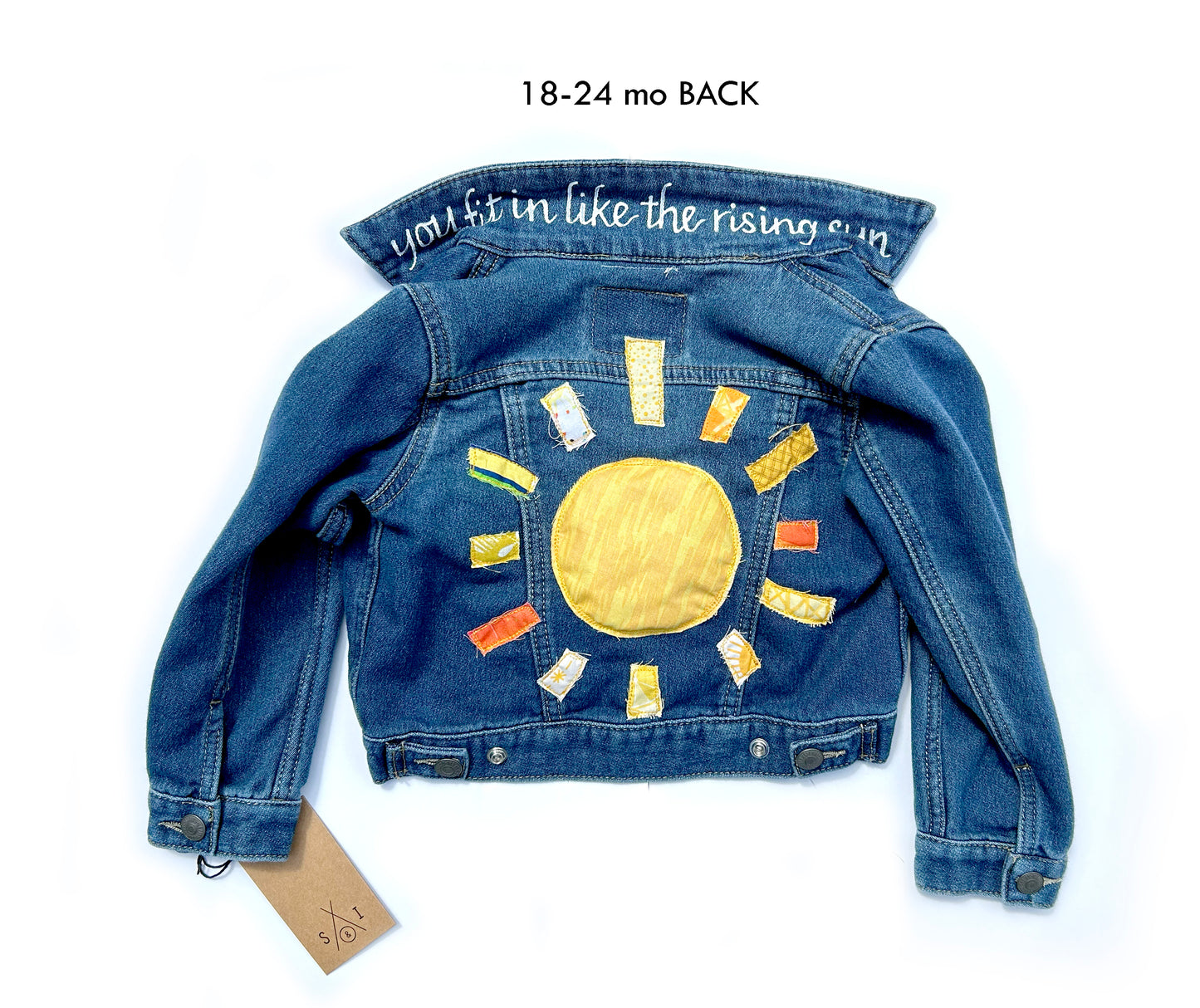 kids machine embroidered jean jackets: sunshine