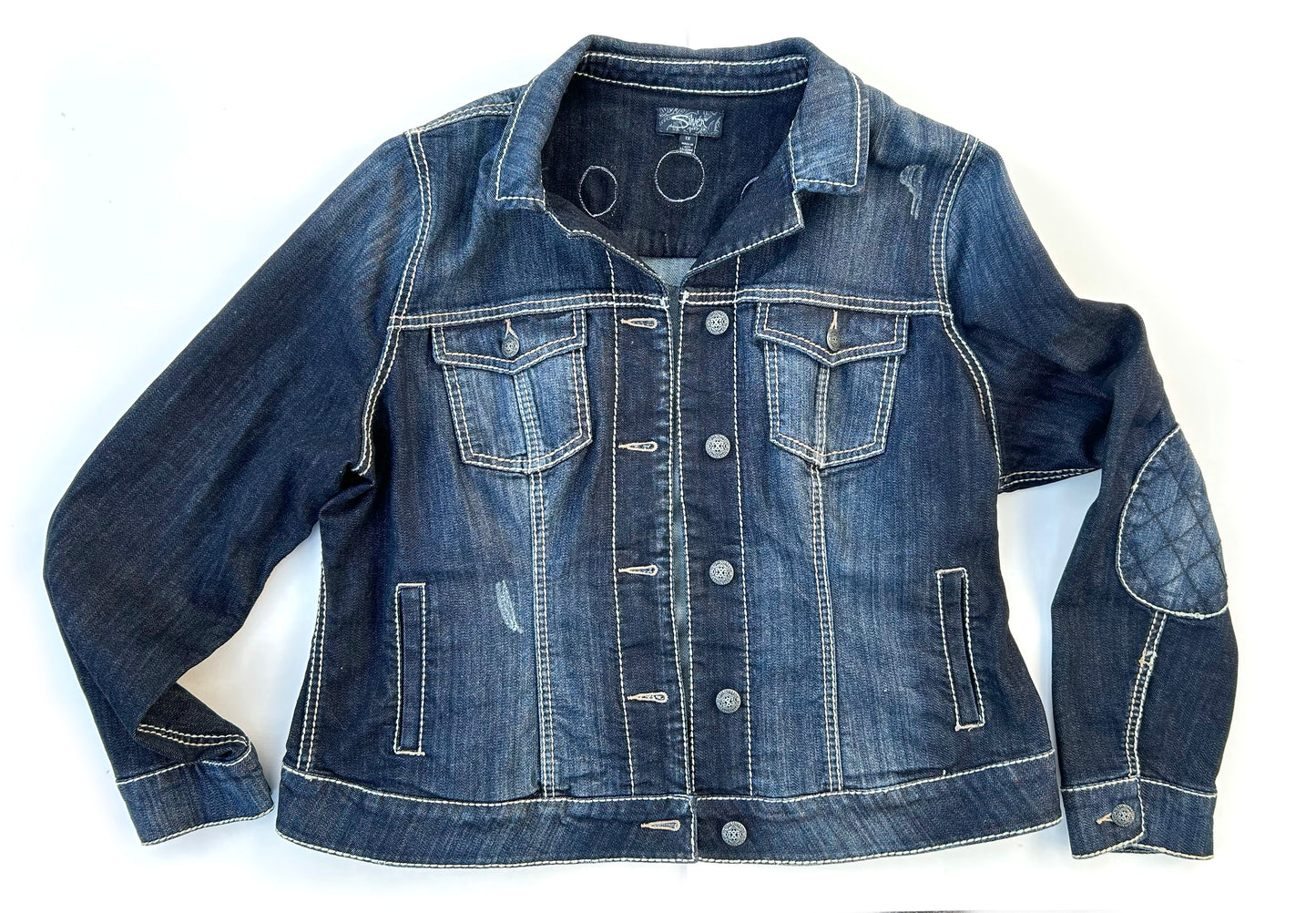 women's machine appliquéd upcycled denim: bad moon rising, moon phases