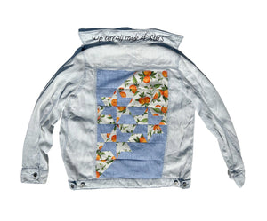 women's upcycled patchwork denim style jacket: falling stars