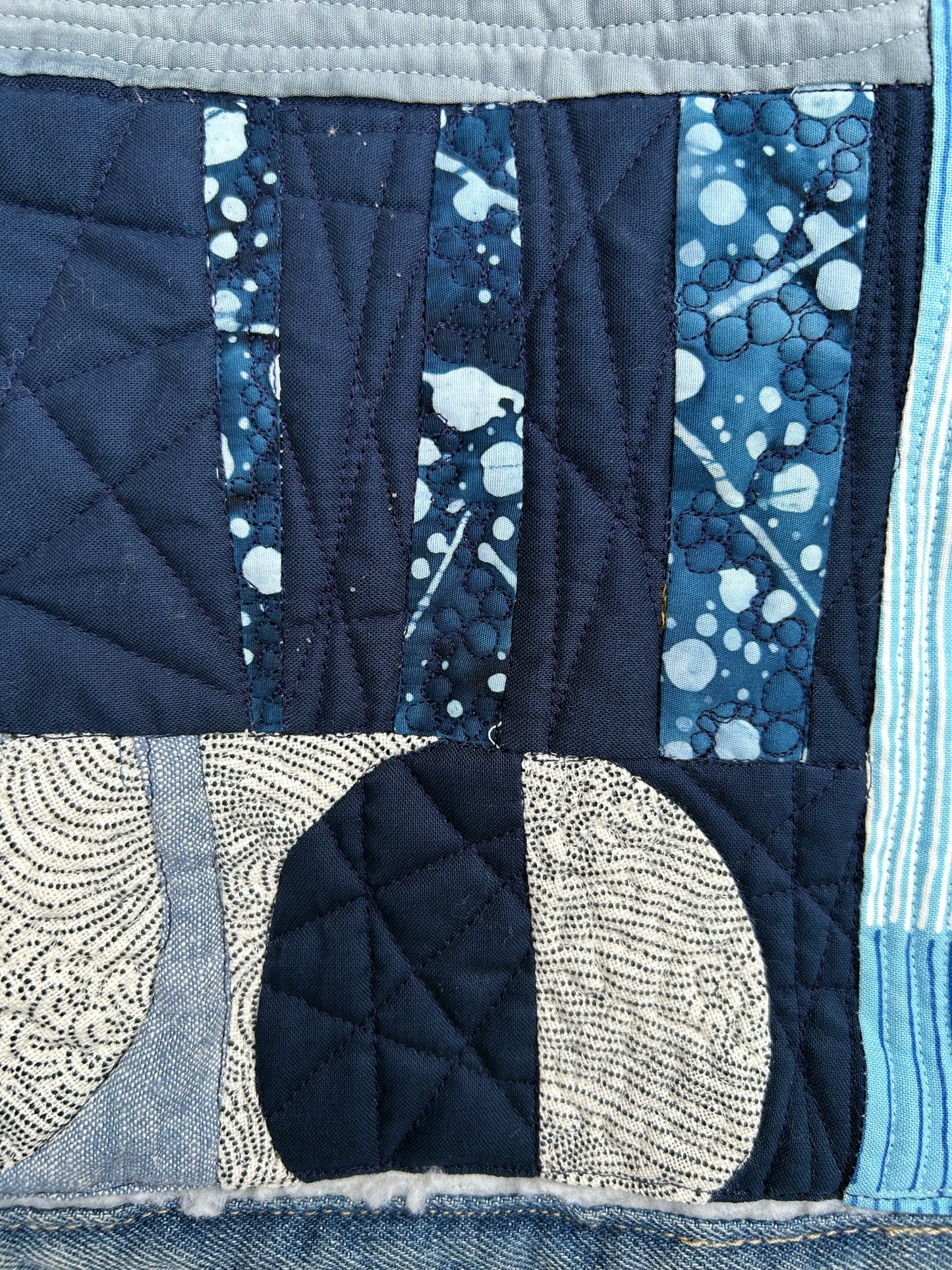 women's upcycled shearling denim: modern patchwork