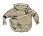 women's machine appliquéd  upcycled denim shirt jacket: sparrows
