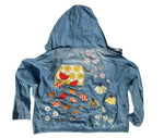 women's upcycled appliquéd & thread painted hooded jacket: wildflowers