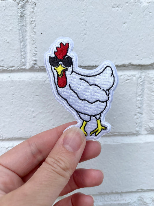 cool chicken iron-on patch