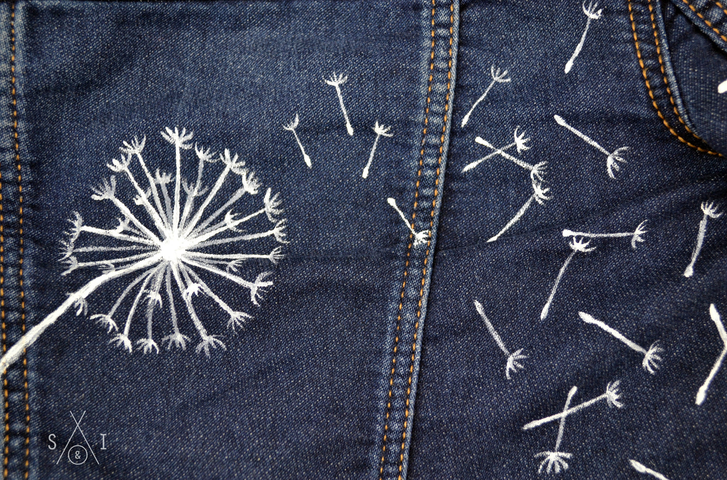 dandelion seeds denim jacket (customizable): girls
