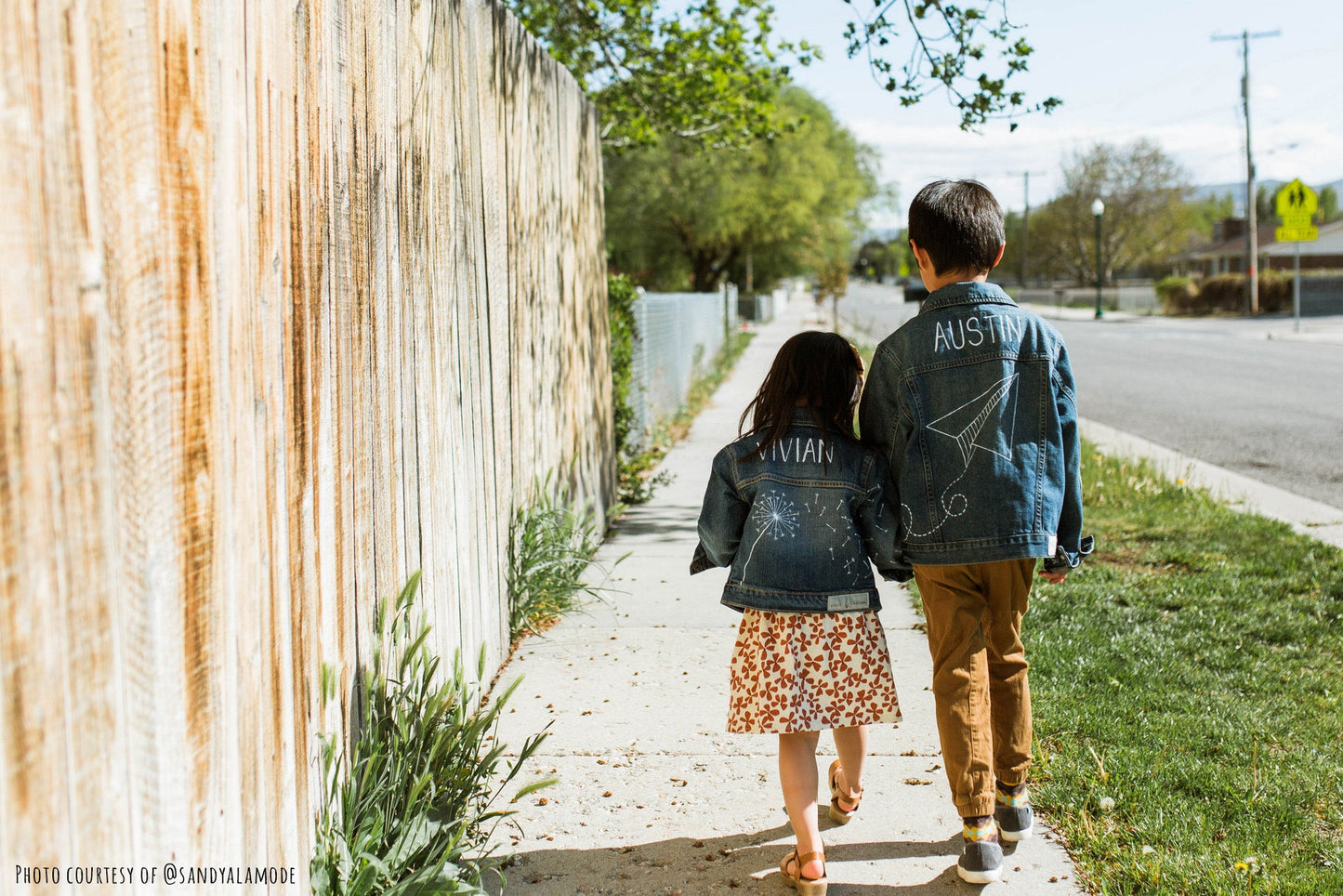 dandelion seeds denim jacket (customizable): girls